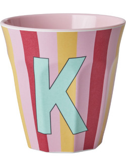 Rice - Melamine Cup with the Letter K - Pink and Red - Medium - 250 ml