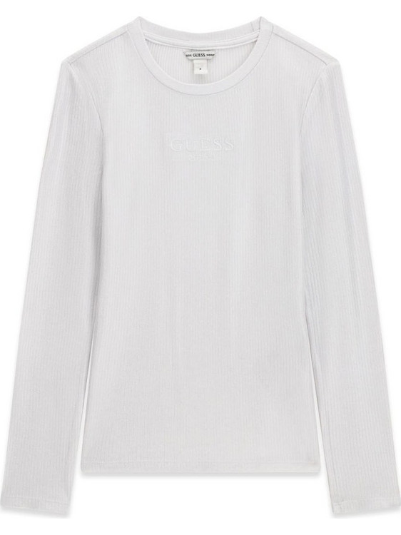 Guess Slim Ls Coated Rib Παιδικό T-Shirt Μακρυμάνικο Λευκό J6BI13K5795-G011