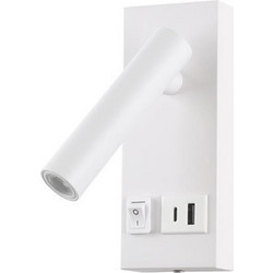 ΑΠΛΙΚΑ ΚΡΕΒΑΤΙΟΥ ΑΝΑΓΝΩΣΗΣ ΜΕ USB TYPE C 2W 140Lm 3000K 100240V 150X60X145mm ΑΣΠΡΗ ARTE ILLUMINA CHARGE