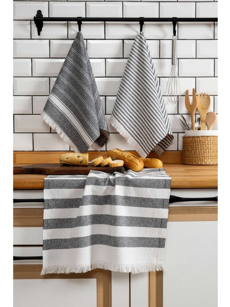 Hand Towel Set (3 Pieces) Eliza Black 45x65 cm