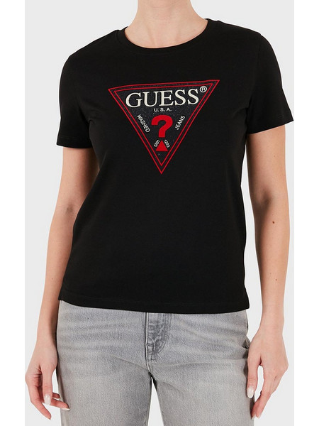 GUESS SS CN CRYSTALS TRIANGLE TEE ΜΠΛΟΥΖΑ ΓΥΝΑΙΚΕΙΟ W6BI20K6039-JBLK Black