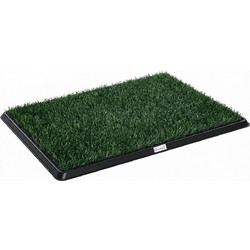 Hundetoilette 76 x 50,5 cm Hundeklo mit 1 Kunstrasen waschbar Welpentoilette fur Hunde fur Balkon Zuhause Schwarz+Grun