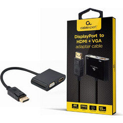 CABLEXPERT DISPLAYPORT MALE TO HDMI FEMALE+VGA FEMALE ADAPTER CABLE BLACK
