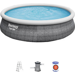Bestway 57372 Φουσκωτή Πισίνα Πλαστική με Αντλία Φίλτρου Φ457x107cm