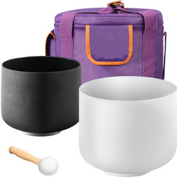 VEVOR 2 Τεμάχια Κρυστάλλινα Μπολ Τραγουδιού (Singing Bowls) 8 Ιντσών και 10 Ιντσών Νότες A & F, Μπολ από Ματ Χαλαζία με Τσάντα Μεταφοράς 10" 1 Λαστιχένια Μαλέτα και 2 Δακτυλίους O-Ring, Ιδανικά για Δι