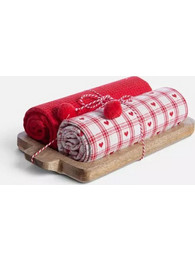 Ξυλινη Βαση red Hearts με 2 Ποτηροπανα 40x70 nef nef Homeware White/red 2x(40x70)