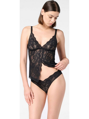 Oroblu Lacewear Σλιπ Brazilian Με Ελαστική Δαντέλα Μαύρο