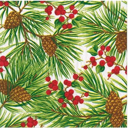 Xαρτοπετσέτες Cocktail Evergreen Berries White 12.5x12.5cm Caspari (20 Tεμάχια)