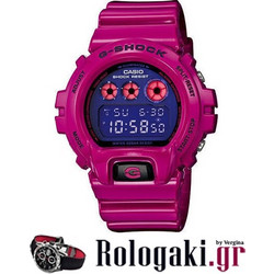 Casio G-Shock Ψηφιακό Γυναικείο Ρολόι Χρονογράφος με Φούξια Καουτσούκ Λουράκι DW-6900PL-4ER