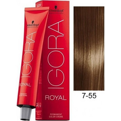 Schwarzkopf Igora Royal 7-55 Ξανθό Μεσαίο Έντονο Χρυσό Μόνιμη Βαφή Μαλλιών 60ml