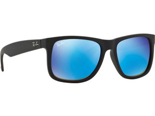 Ray-Ban RB4165 622/55 Ανδρικά Γυαλιά Ηλίου Τετράγωνα Κοκάλινα Μαύρα με Μπλε Καθρέπτη Φακό