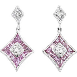 Million Diamonds Γυναικεία Σκουλαρίκια Κρεμαστά από Λευκόχρυσο 18K με Διαμάντι & Ζαφείρι SK2777