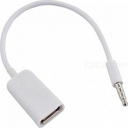 3.5mm male to USB 2.0 female OTG Cable 17.5cm White (oem)