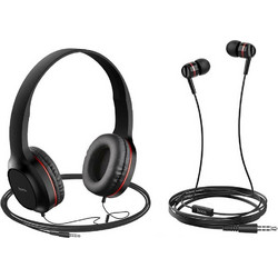 Hoco W24 Enlighten Ενσύρματα Ακουστικά On Ear Μαύρα Κόκκινα