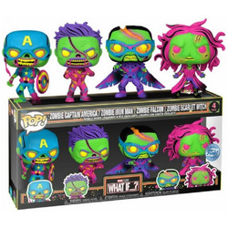 Funko Pop! Zombie Captain America, Zombie Iron Man, Zombie Falcon, Zombie Scarlet Witch 4-Pack Marvel What If Exclusive