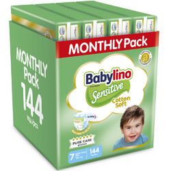 Babylino Sensitive Cotton Soft Monthly Pack Πάνες No7 15kg+ 144τμχ