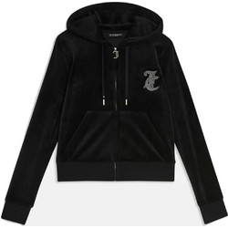 Juicy Couture Robertson Γυναικεία Ζακέτα Φούτερ Κοντή με Κουκούλα και Φερμουάρ Μαύρη JCBAS223807-101