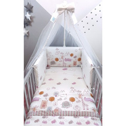 Baby Star Happy Animals Σετ Κούνιας White/Lilac 7τμχ