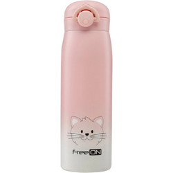 FreeON Βρεφικό Θερμός Υγρών Ανοξείδωτο Cat Pink 480ml