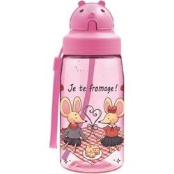 Laken Tritan Formage Παιδικό Μπουκάλι Πλαστικό BPA Free με Καλαμάκι Ροζ 450ml
