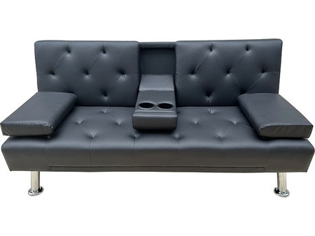 Zita Plus Rest Τριθέσιος Καναπές Κρεβάτι από Δερματίνη Μαύρος 168x88x79cm 40.0156