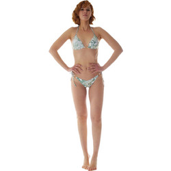 Gsecret Bikini Set Τριγωνάκι με Ενίσχυση String Λευκό Πράσινο C9391-26877