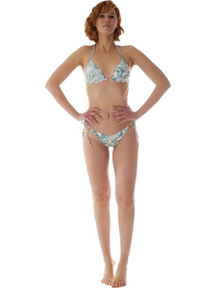 Gsecret Bikini Set Τριγωνάκι με Ενίσχυση String Λευκό Πράσινο C9391-26877