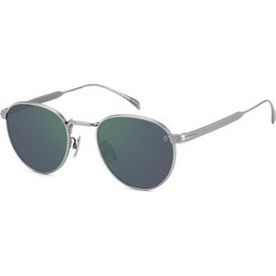 David Beckham DB1142S R81MT Ανδρικά Γυαλιά Ηλίου Στρογγυλά Μεταλλικά Ασημί με Μαύρο Polarized Φακό