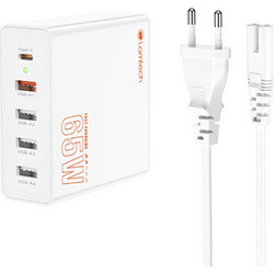 Lamtech Βάση Φόρτισης με 4 Θύρες USB-A & Θύρα USB-C 65W Power Delivery & Quick Charge 3.0 White LAM113409