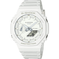 Casio G-Shock Ανδρικό Ρολόι Χρονογράφος με Λευκό Καουτσούκ Λουράκι GA-2100-7A7ER