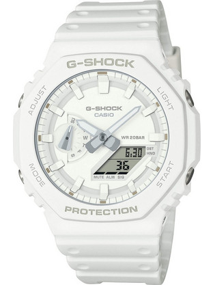 Casio G-Shock Ανδρικό Ρολόι Χρονογράφος με Λευκό Καουτσούκ Λουράκι GA-2100-7A7ER
