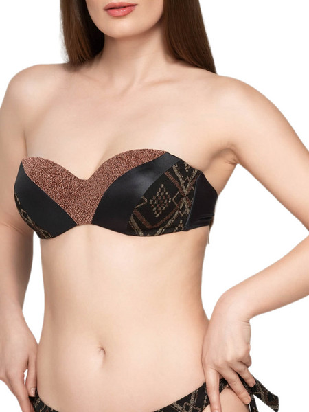 Luna Bikini Top Strapless Μαύρο Καφέ 94320