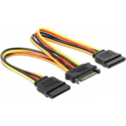 DeLOCK 60143 Καλώδιο Τροφοδοσίας 15-Pin SATA Male to 2 x 15-Pin SATA Female 0.15m Multicolor