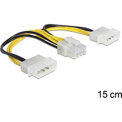 DeLOCK 83410 Καλώδιο Τροφοδοσίας 8-Pin EPS Male to 2 x 4-Pin Molex Male 0.15m Multicolor