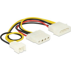 DeLOCK 83658 Καλώδιο Τροφοδοσίας 4-Pin Molex Male to 3-Pin Fan Male & 3-Pin Molex Female 0.14m Multicolor