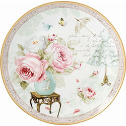 Karvounis Bros Floral Paris Roses Σετ Πιάτα Πάστας Πορσελάνης Πράσινα Ροζ 7τμχ 24060-82121