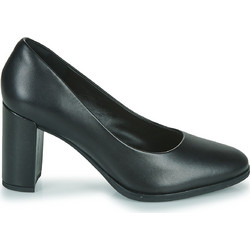 Clarks Freva 85 Ανατομικές Γόβες Δερμάτινες με Χοντρό Ψηλό Τακούνι Μαύρες 26170968