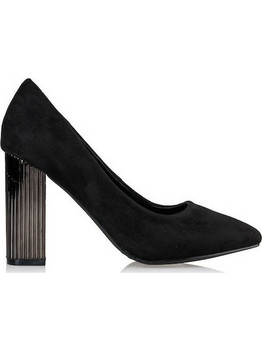 Miss NV Γόβες Suede με Χοντρό Ψηλό Τακούνι Μαύρες V15-08376-34