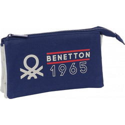 Safta Benetton Varsity Κασετίνα με 3 Θήκες Navy Μπλε Γκρι 59-06744