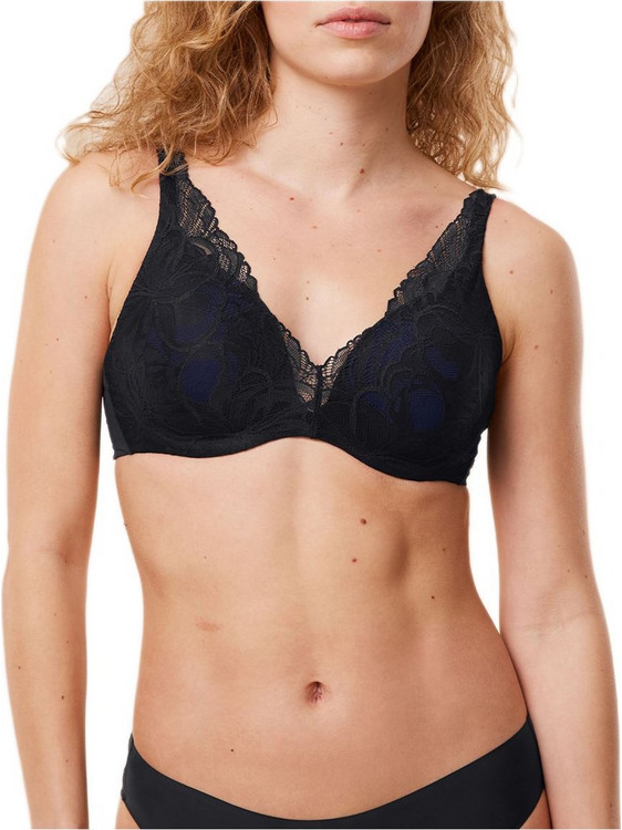 Triumph Body Make-Up Illusion Lace Σουτιέν για Βαθύ Ντεκολτέ με Ελαφριά Ενίσχυση με Μπανέλα Μαύρο 10219710-0004