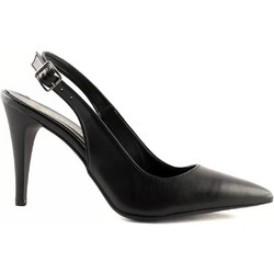 Stefania Γόβες Slingback Δερμάτινες με Τακούνι Στιλέτο Μαύρες 714