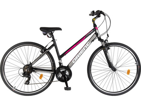 Orient Bikes Avenue 2024 Γυναικείο Ποδήλατο Trekking 28" Αλουμινίου με 21 Ταχύτητες Μαύρο Φούξια