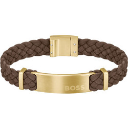 Hugo Boss Ανδρικό Βραχιόλι Χειροπέδα από Δέρμα & Ατσάλι 1580607