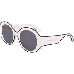 Longchamp LO758S 107 Γυναικεία Γυαλιά Ηλίου Στρογγυλά Κοκάλινα Άσπρα με Μαύρο Φακό