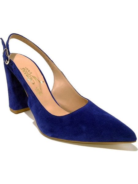 Smart Cronos Γόβες Suede Slingback με Χοντρό Ψηλό Τακούνι Royal Blue 6769