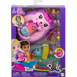 Mattel Polly Pocket Θήκη Τσαντάκι Hedgehog Mom & Baby