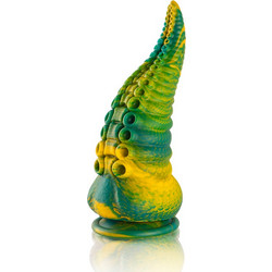 Epic Cetus Tentacle Green Dildo με Βεντούζα 17cm Καφέ Κίτρινο Πράσινο