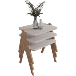 HomeMarkt Reacher Τραπεζάκια Ζιγκόν Σαλονιού Ορθογώνια Ξύλινα 3τμχ Μ40xΠ30xΥ40cm HM18176.01