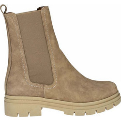 Ragazza Γυναικεία Μποτάκια Chelsea Suede Μπεζ με Χοντρό Χαμηλό Τακούνι 0426