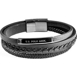 U.S. Polo Assn. Ανδρικό Βραχιόλι Χειροπέδα από Δέρμα & Ατσάλι JW9270BR